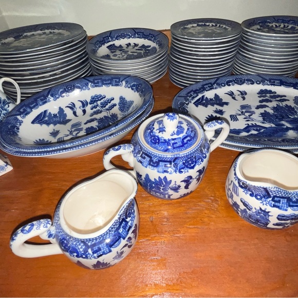 Vintage Blue Dish Set of 93 Pieces from Japan porcelain Tea-Dishes Sources Large - Picture 7 of 11